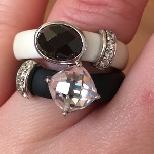 Belle Etoile black and white two-band ring